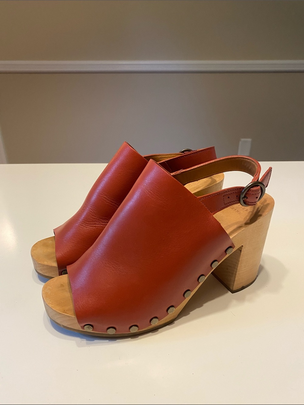 NEW Sezane Dakota High Clogs Terracotta Leather Size 39 (US 8) - Picture 4 of 9